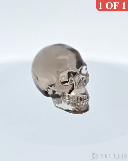 0.9’’ Smoky Quartz Rock Crystal Carved Gem Skull Skullis Realistic - I9500070 Tiny Gemstone