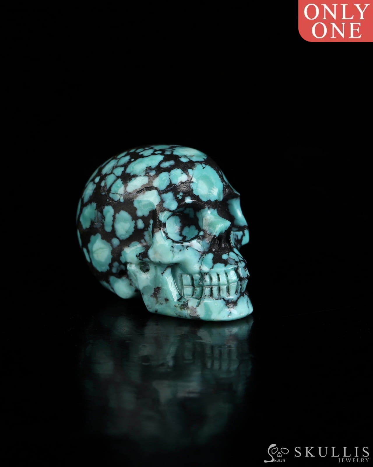 0.9’’ Turquoise Carved Gem Skull Skullis Realistic - 0500068 Tiny Gemstone Skull