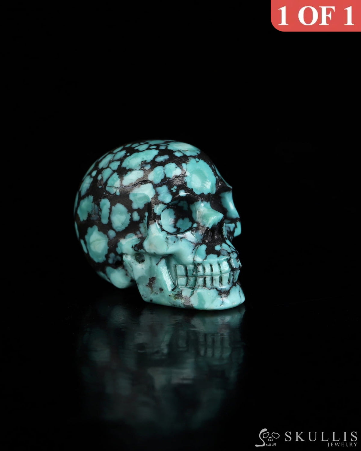 0.9’’ Turquoise Carved Gem Skull Skullis Realistic - 0500068 Tiny Gemstone Skull