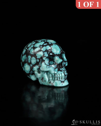 0.9’’ Turquoise Carved Gem Skull Skullis Realistic - 0500068 Tiny Gemstone Skull