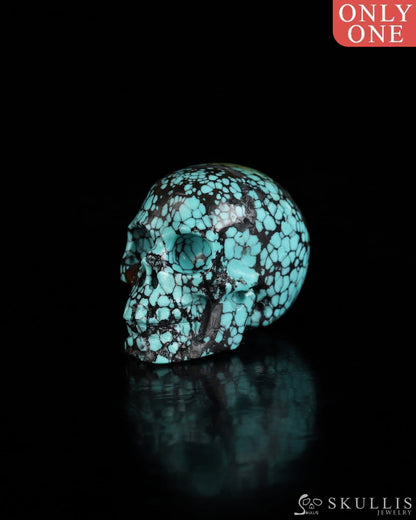 0.9’’ Turquoise Carved Gem Skull Skullis Realistic - 0500069 Tiny Gemstone Skull