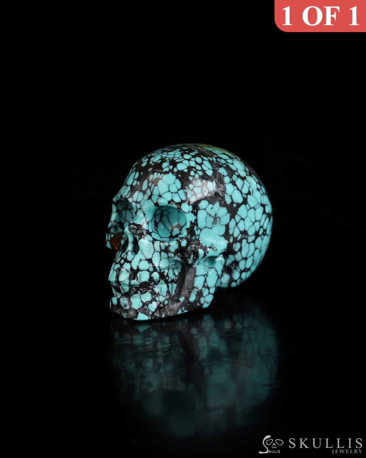 0.9’’ Turquoise Carved Gem Skull Skullis Realistic - 0500069 Tiny Gemstone Skull