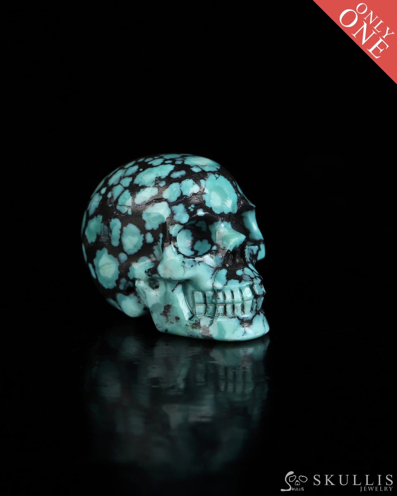0.9’’ Turquoise Carved Gem Skull Skullis Realistic - 0500068 Tiny Gemstone Skull