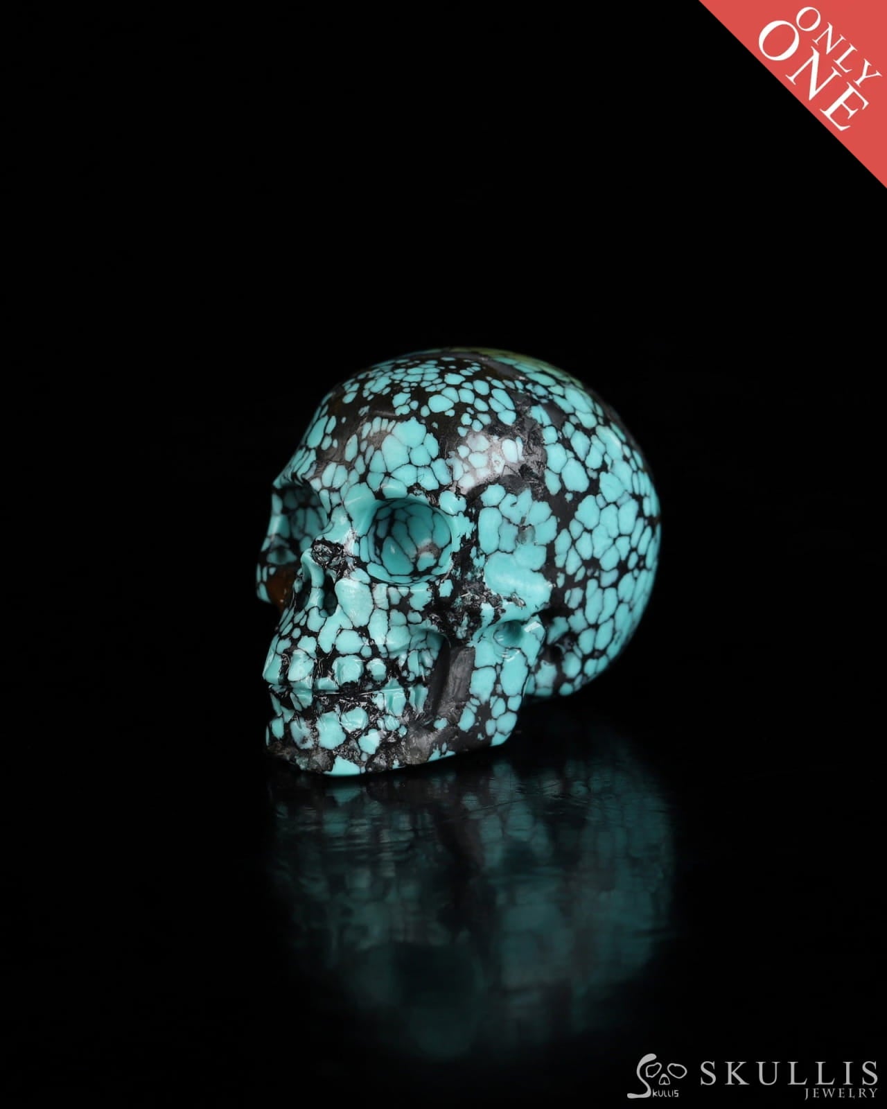 0.9’’ Turquoise Carved Gem Skull Skullis Realistic - 0500069 Tiny Gemstone Skull