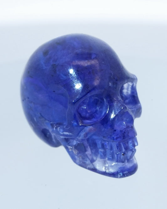 Rare 0.7" Tanzanite Carved Gem Skull, Skullis Realistic - 0500007