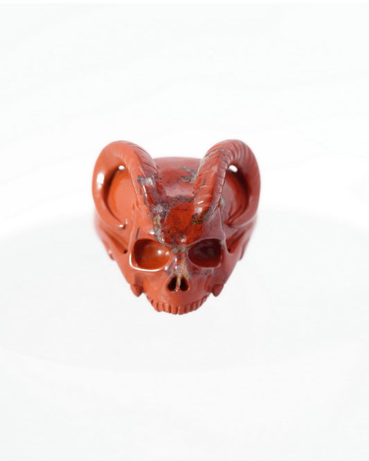 Gem Skull Ring of Red Jasper Carved Skull, US size 12 - 0500021