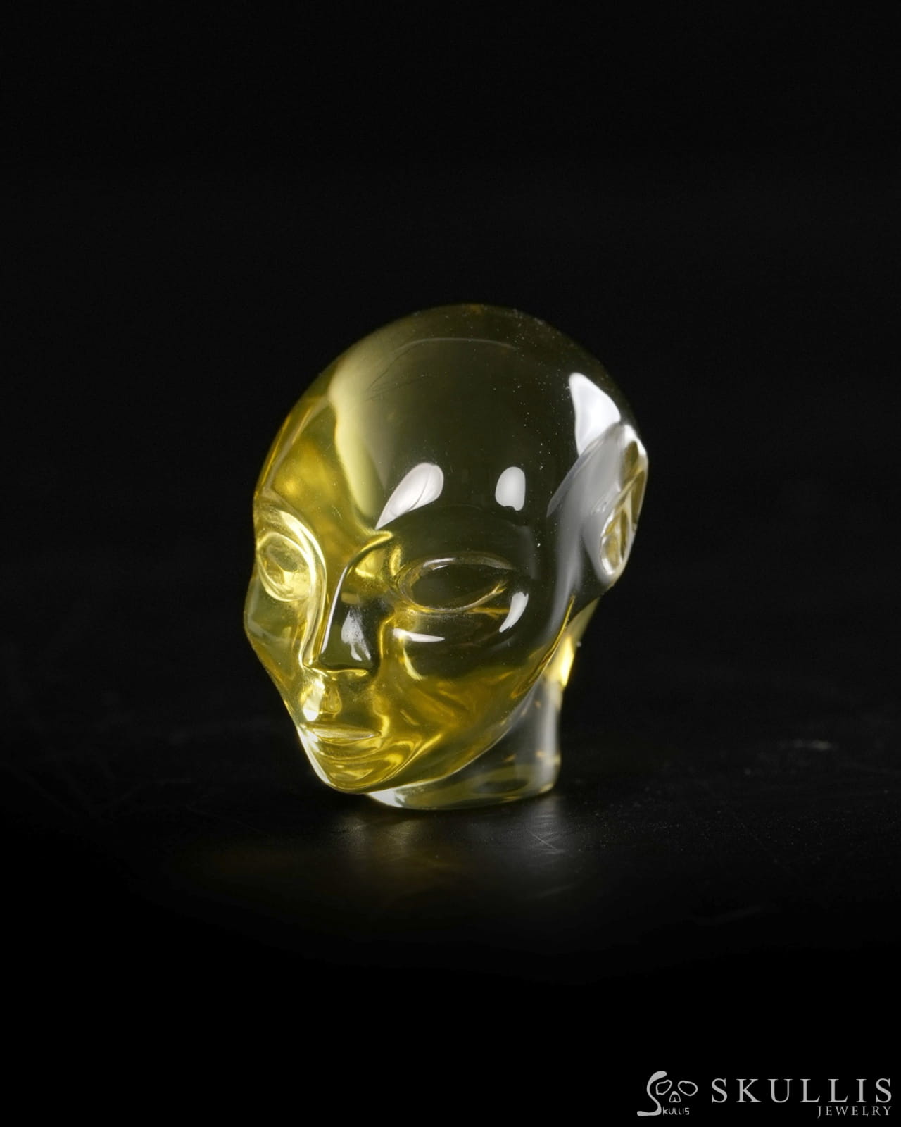 1.0’’ Citrine Hand Carved Gem Elf Skullis Realistic - 9900371 - Tiny Gemstone Skull