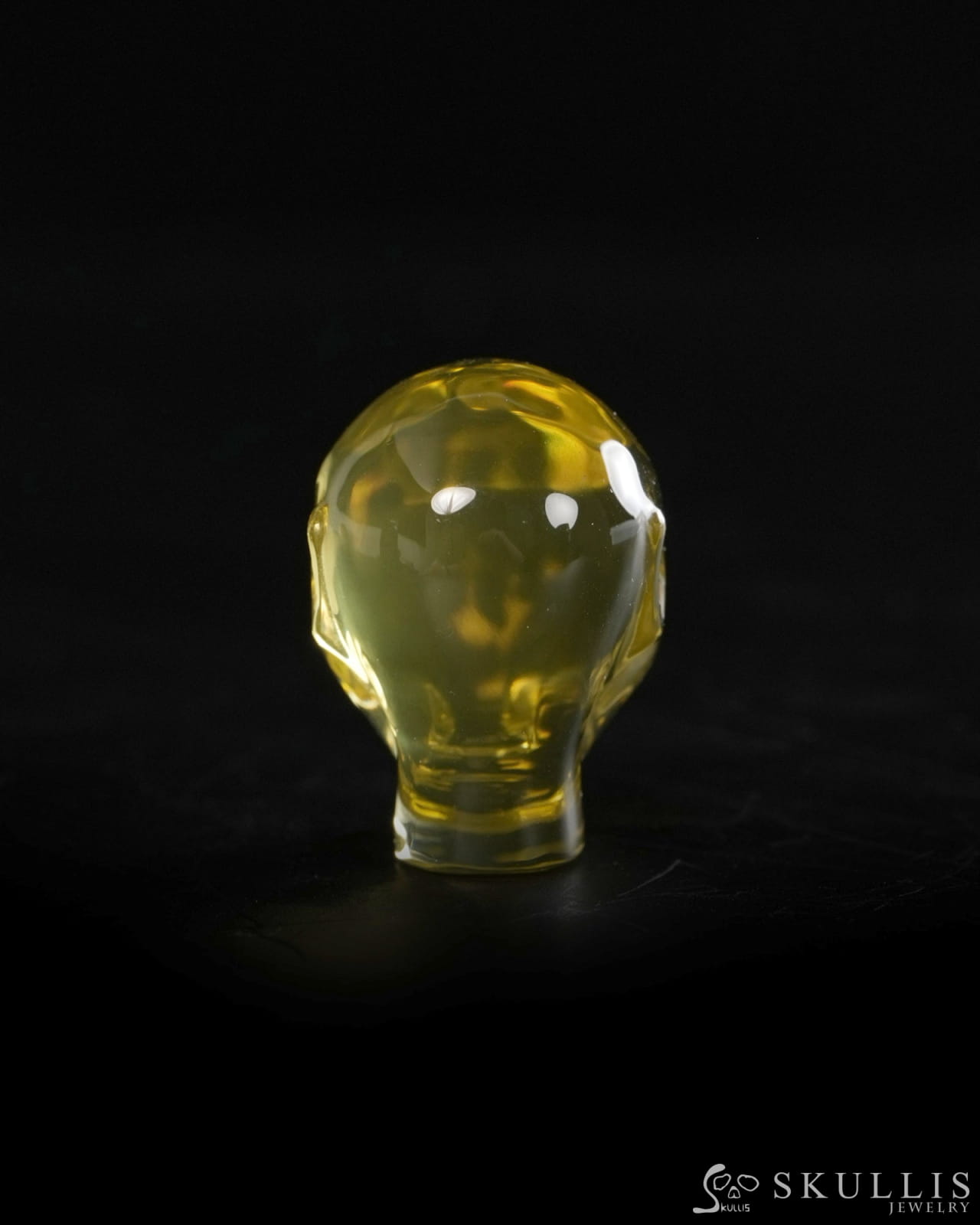 1.0’’ Citrine Hand Carved Gem Elf Skullis Realistic - 9900371 - Tiny Gemstone Skull