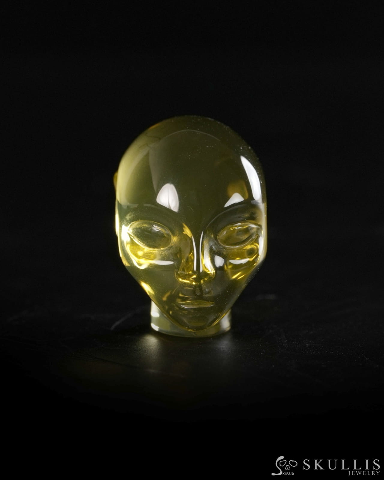 1.0’’ Citrine Hand Carved Gem Elf Skullis Realistic - 9900371 - Tiny Gemstone Skull