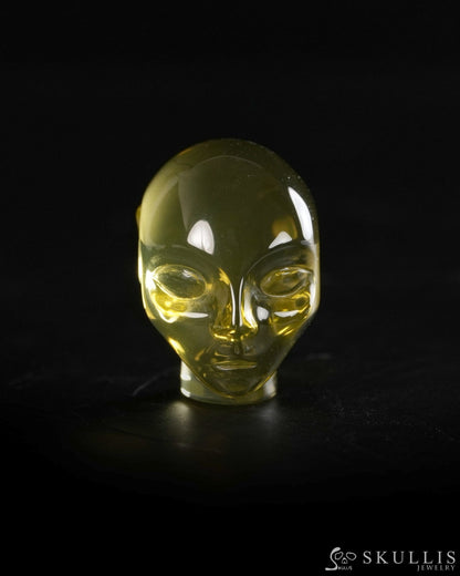 1.0’’ Citrine Hand Carved Gem Elf Skullis Realistic - 9900371 - Tiny Gemstone Skull
