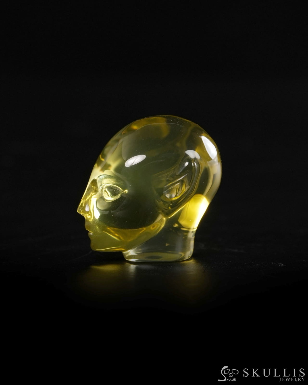 1.0’’ Citrine Hand Carved Gem Elf Skullis Realistic - 9900371 - Tiny Gemstone Skull