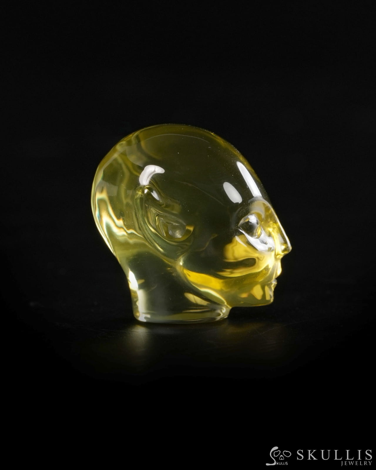 1.0’’ Citrine Hand Carved Gem Elf Skullis Realistic - 9900371 - Tiny Gemstone Skull