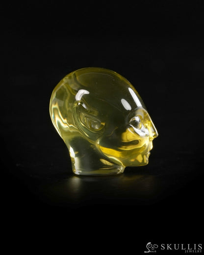 1.0’’ Citrine Hand Carved Gem Elf Skullis Realistic - 9900371 - Tiny Gemstone Skull