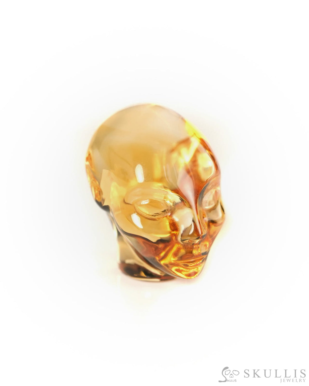 1.0’’ Citrine Hand Carved Gem Elf Skullis Realistic - 9900534 - Tiny Gemstone Skull