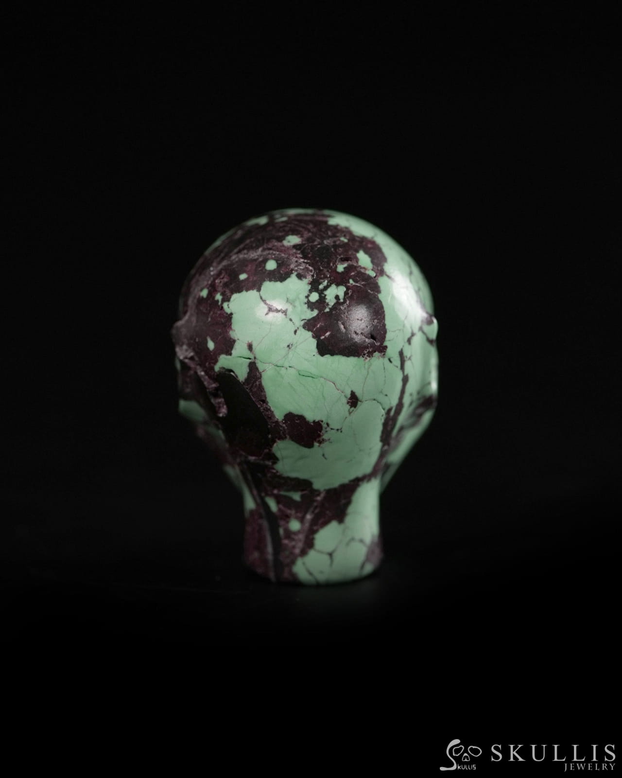 1.0’’ Spiderweb Turquoise (Matrix Turquoise) Hand Carved Gem Elf Skullis Realistic - 9900361 - Tiny Gemstone Skull