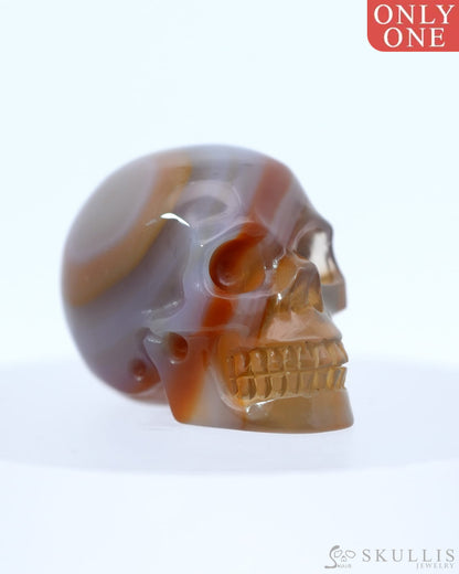1.1’’Agate Carved Gem Skull Skullis Realistic - 0800037 Tiny Gemstone Skull