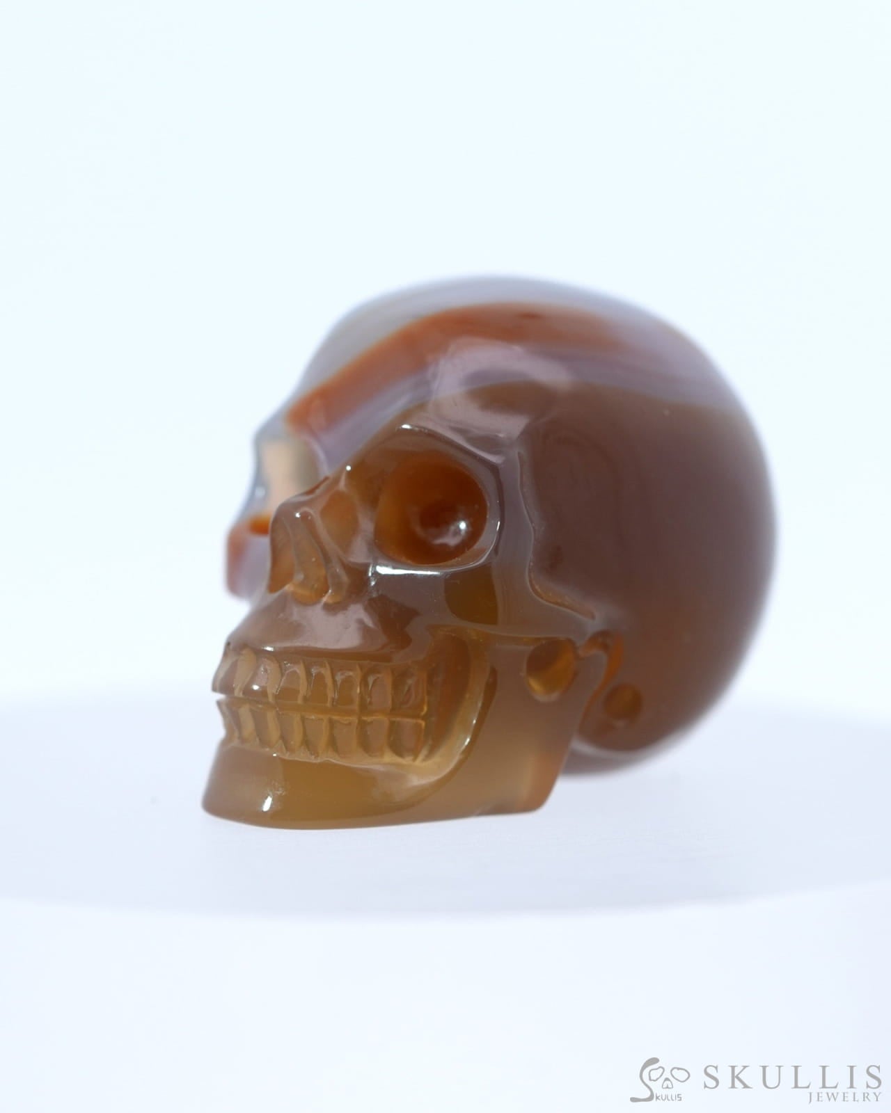 1.1’’Agate Carved Gem Skull Skullis Realistic - 0800037 Tiny Gemstone Skull