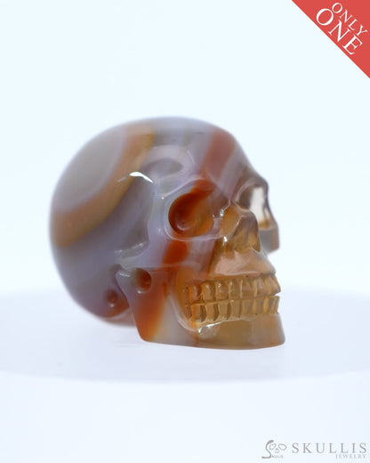 1.1’’Agate Carved Gem Skull Skullis Realistic - 0800037 Tiny Gemstone Skull