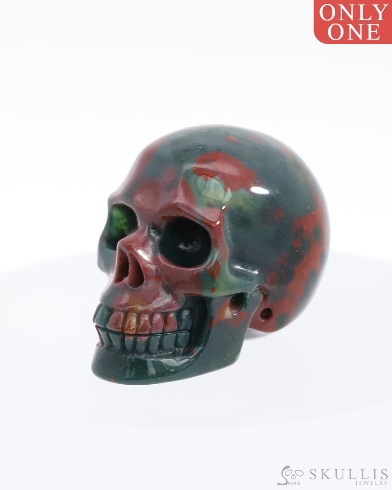 Gem Skull Of Bloodstone Carved Realistic Tiny Gemstone