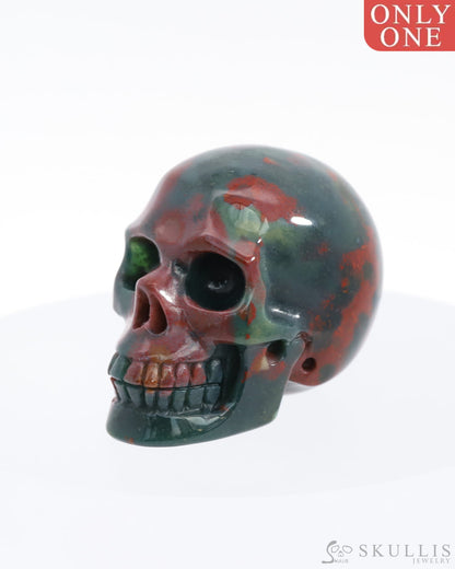 Gem Skull Of Bloodstone Carved Realistic Tiny Gemstone