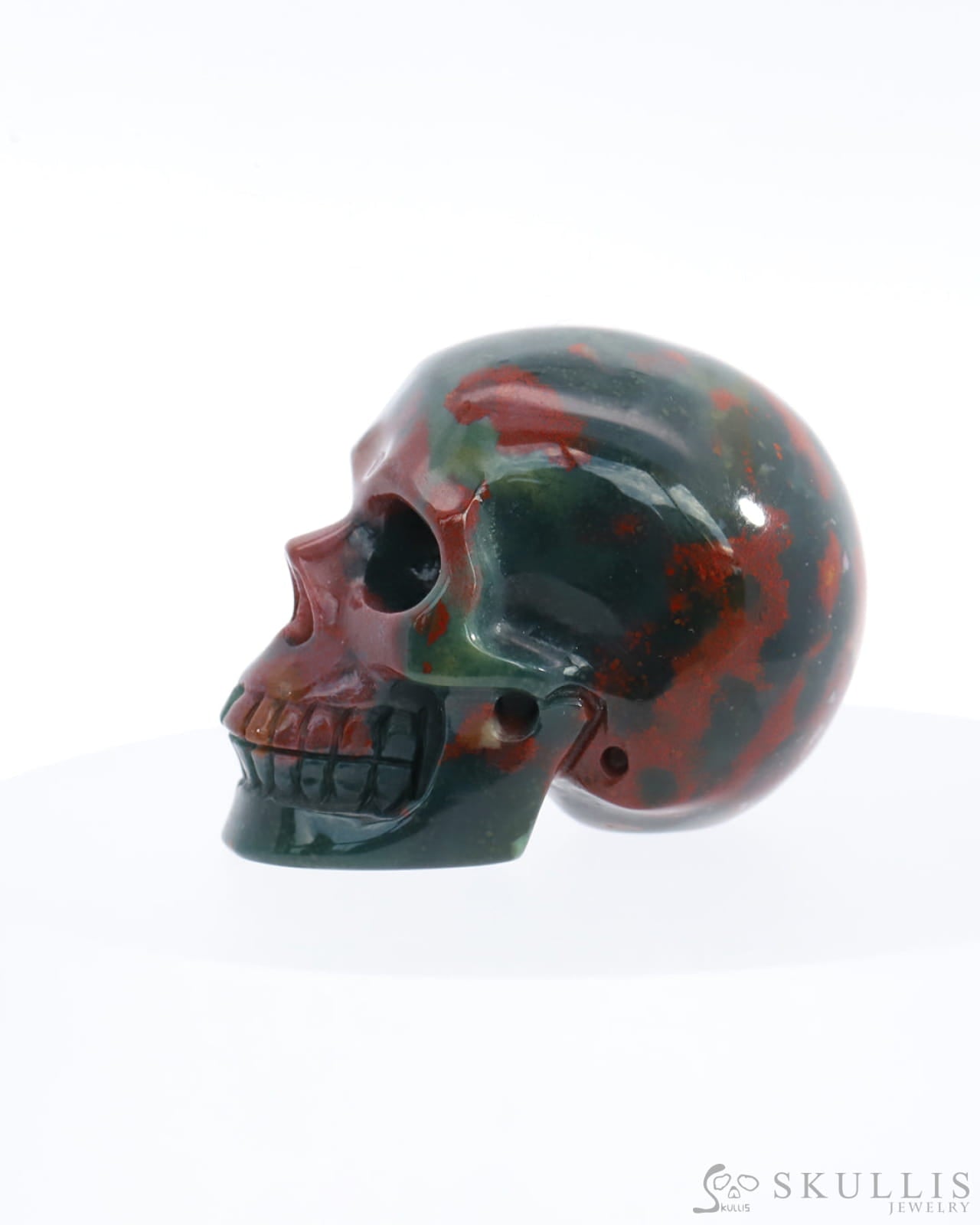 Gem Skull Of Bloodstone Carved Realistic Tiny Gemstone