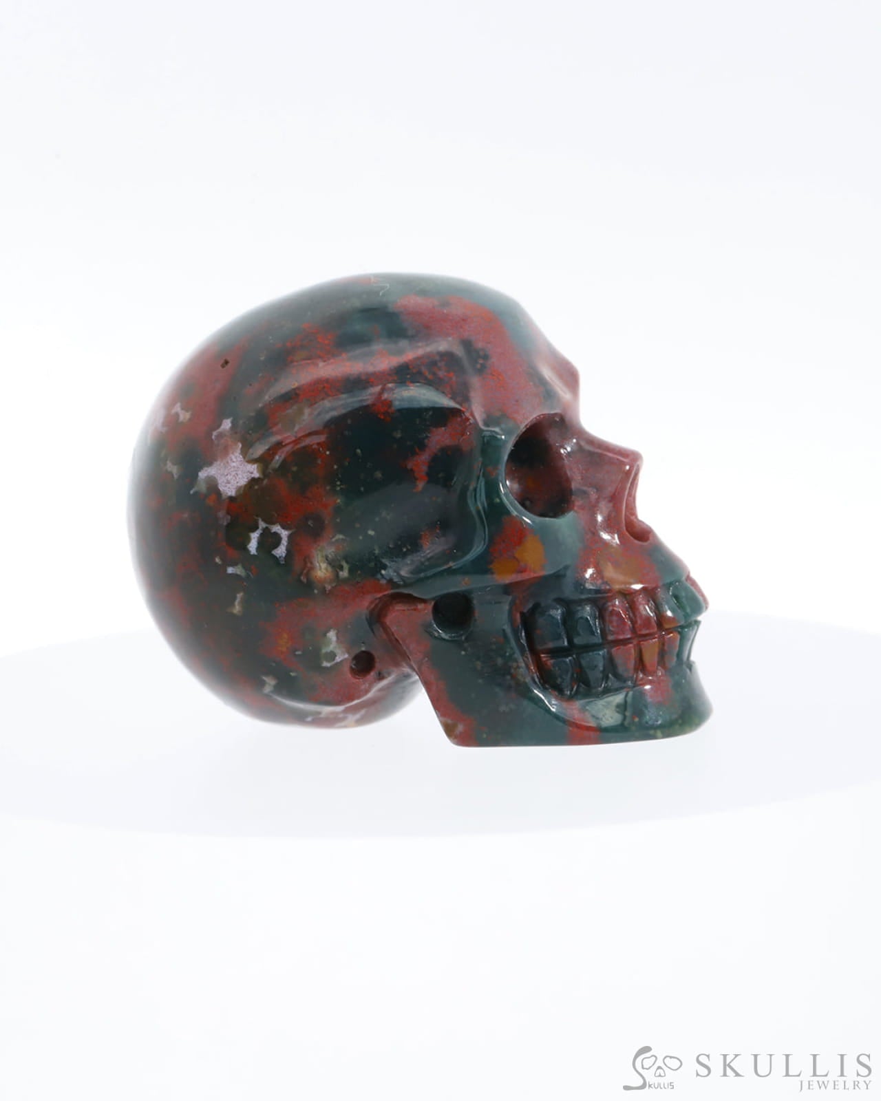 Gem Skull Of Bloodstone Carved Realistic Tiny Gemstone