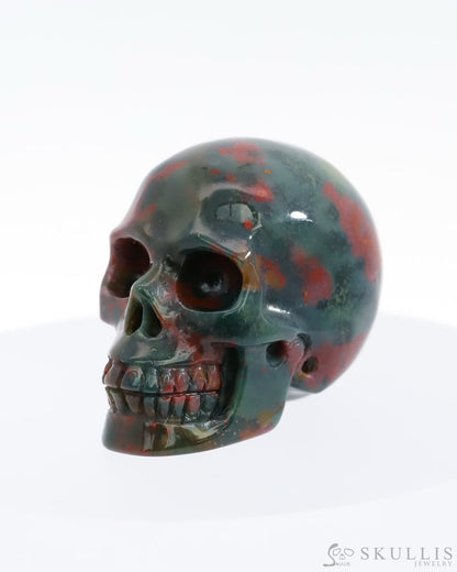 Gem Skull Of Bloodstone Carved Realistic Tiny Gemstone