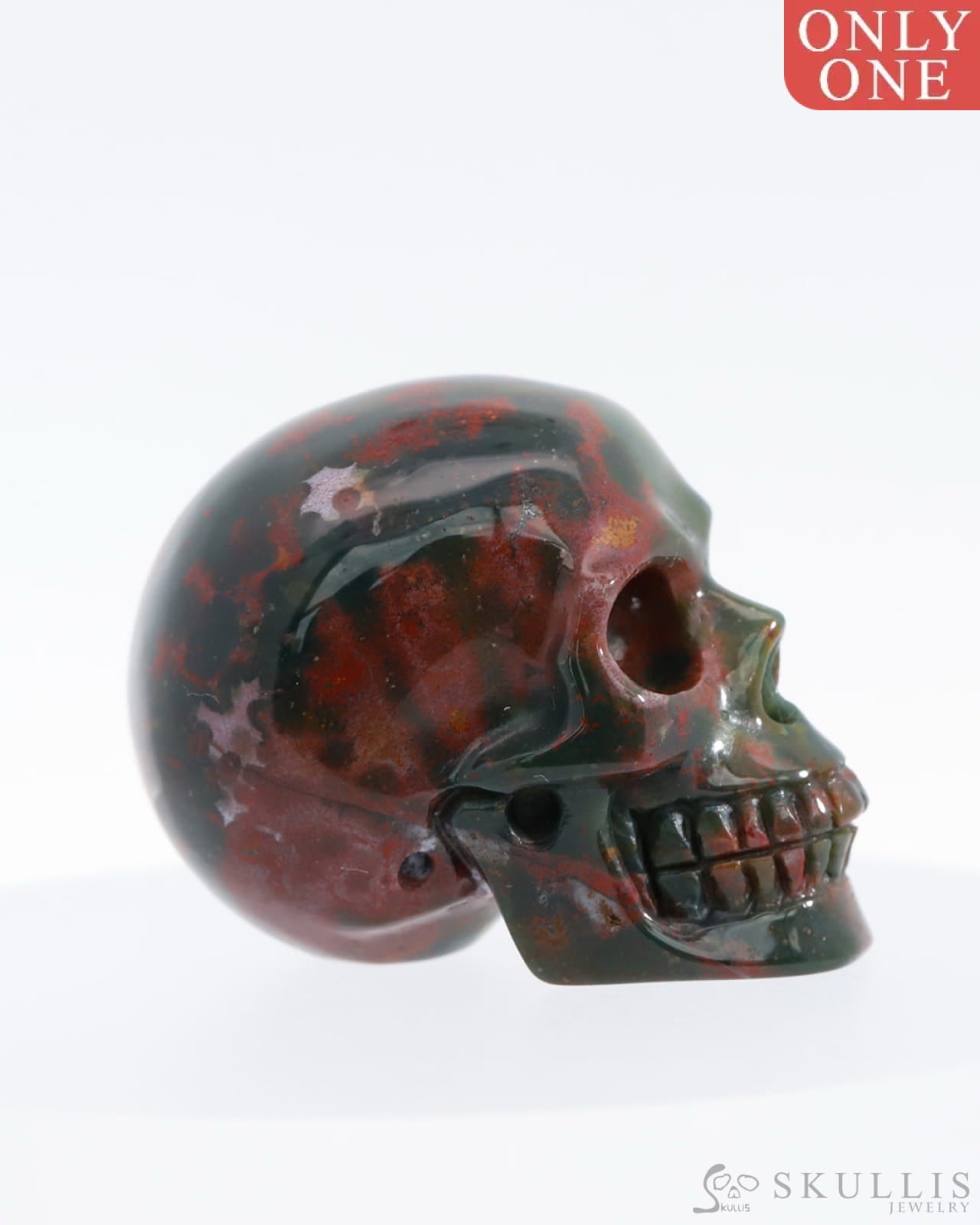 Gem Skull Of Bloodstone Carved Realistic Tiny Gemstone