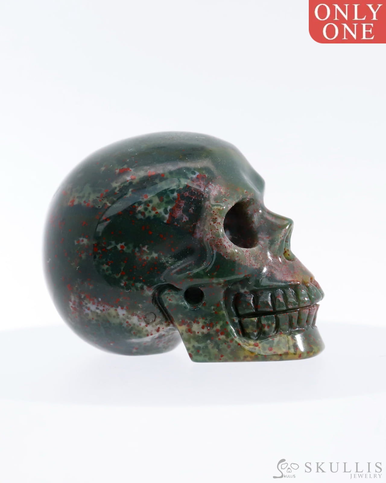 Gem Skull Of Bloodstone Carved Realistic Tiny Gemstone