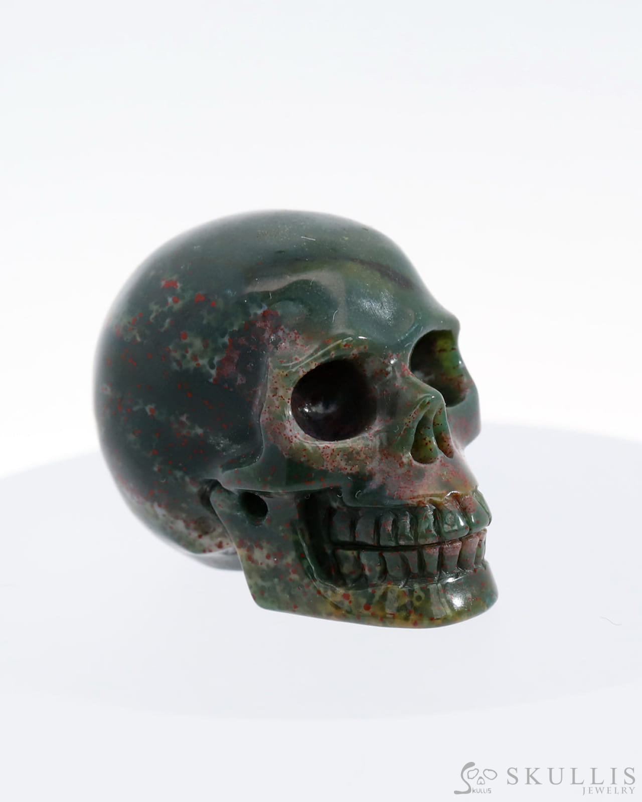 Gem Skull Of Bloodstone Carved Realistic Tiny Gemstone