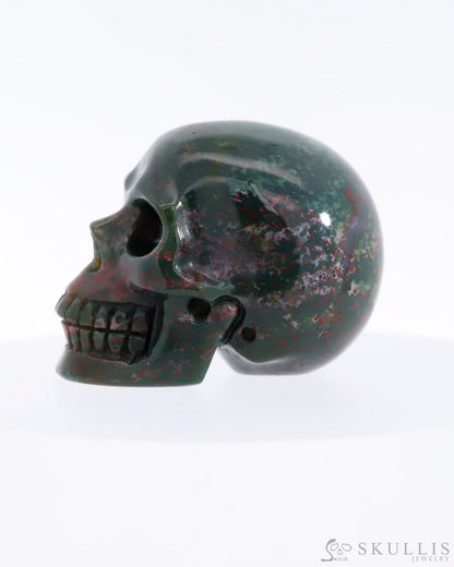 Gem Skull Of Bloodstone Carved Realistic Tiny Gemstone