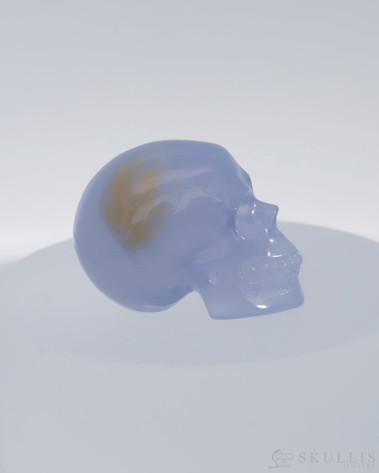 Gem Skull Of Blue Chalcedony Carved Realistic Tiny Gemstone