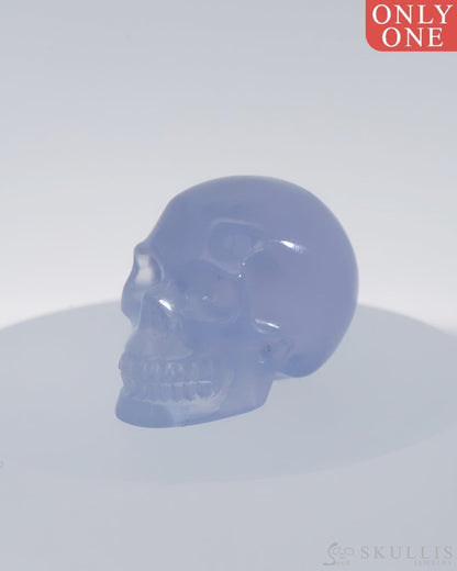 Gem Skull Of Blue Chalcedony Carved Realistic Tiny Gemstone