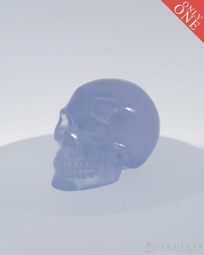 Gem Skull Of Blue Chalcedony Carved Realistic Tiny Gemstone