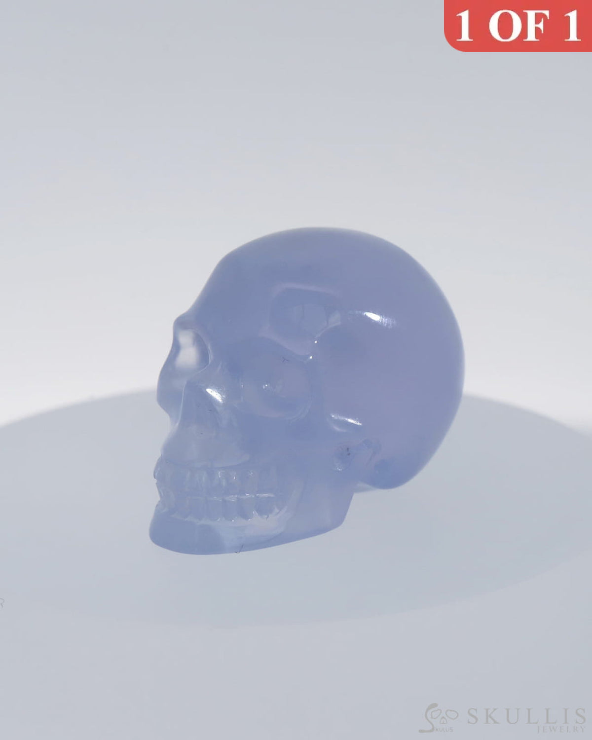 Gem Skull Of Blue Chalcedony Carved Realistic Tiny Gemstone