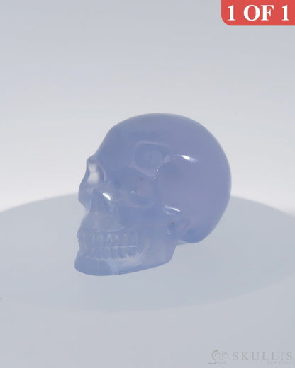 Gem Skull Of Blue Chalcedony Carved Realistic Tiny Gemstone