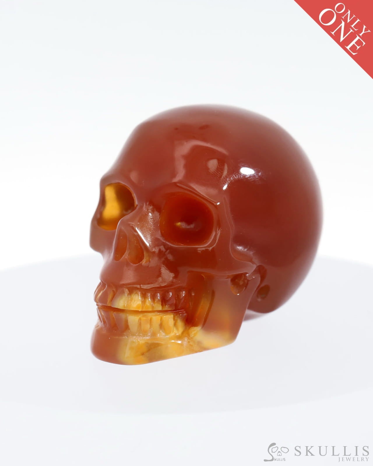 Gem Skull Of Carnelian Carved Realistic Tiny Gemstone