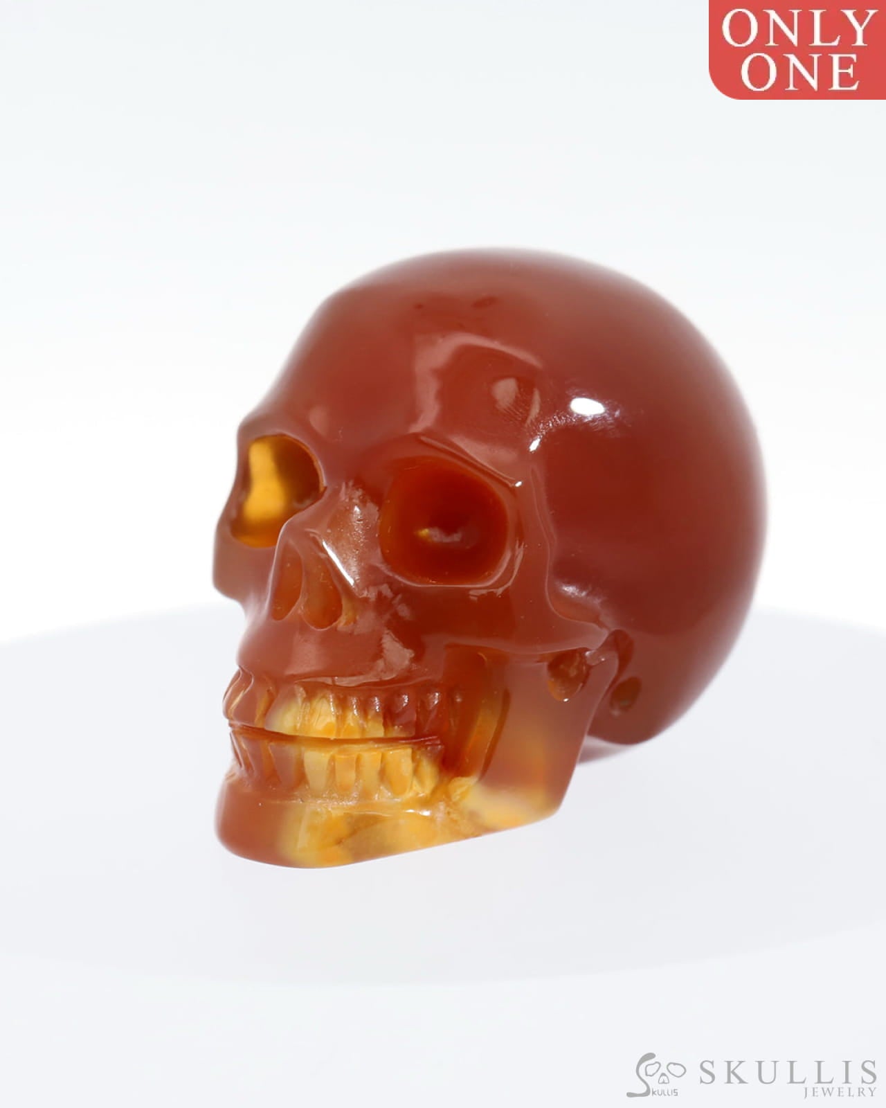Gem Skull Of Carnelian Carved Realistic Tiny Gemstone
