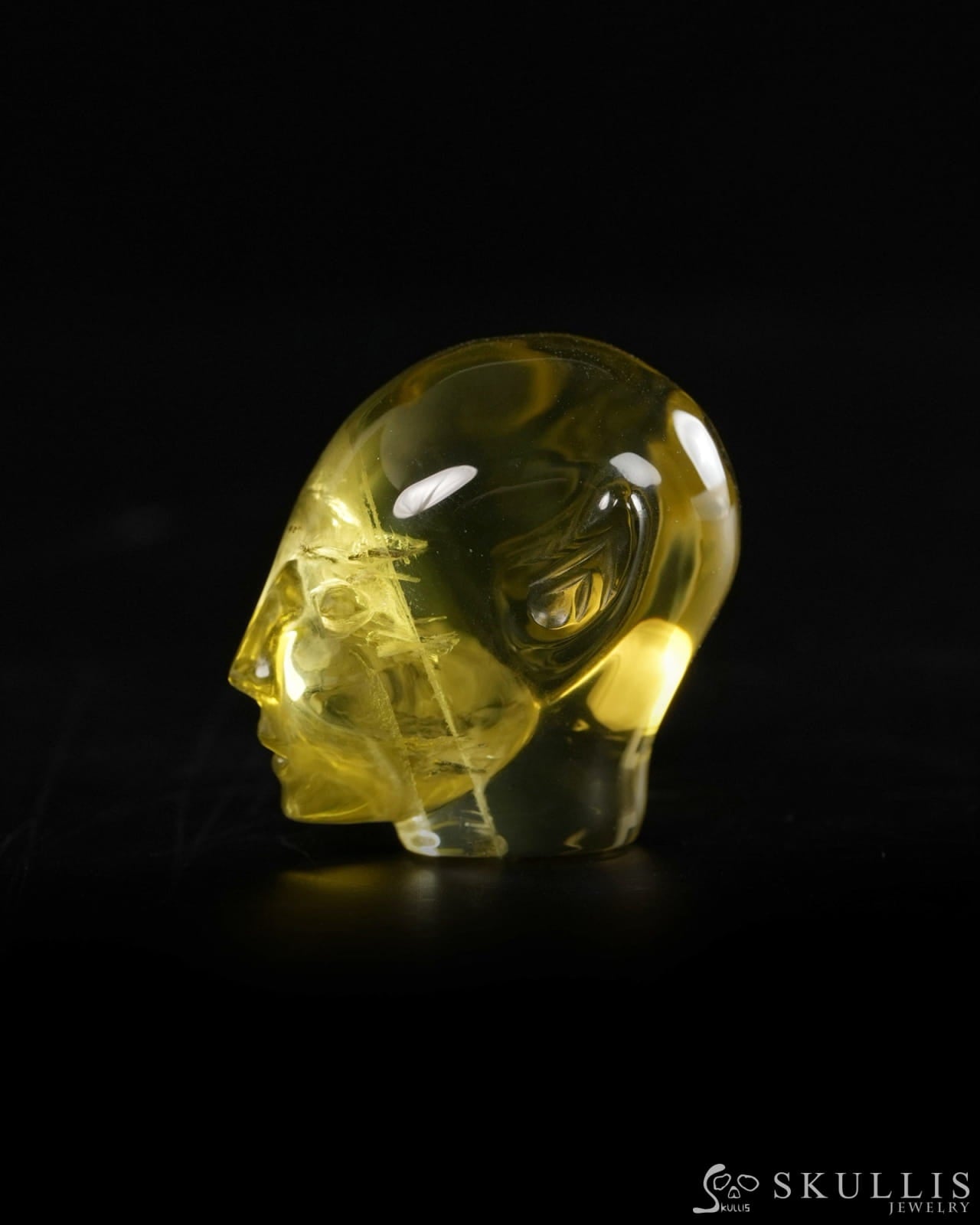 1.2’’ Citrine Hand Carved Gem Elf Skullis Realistic - 9900370 - Tiny Gemstone Skull