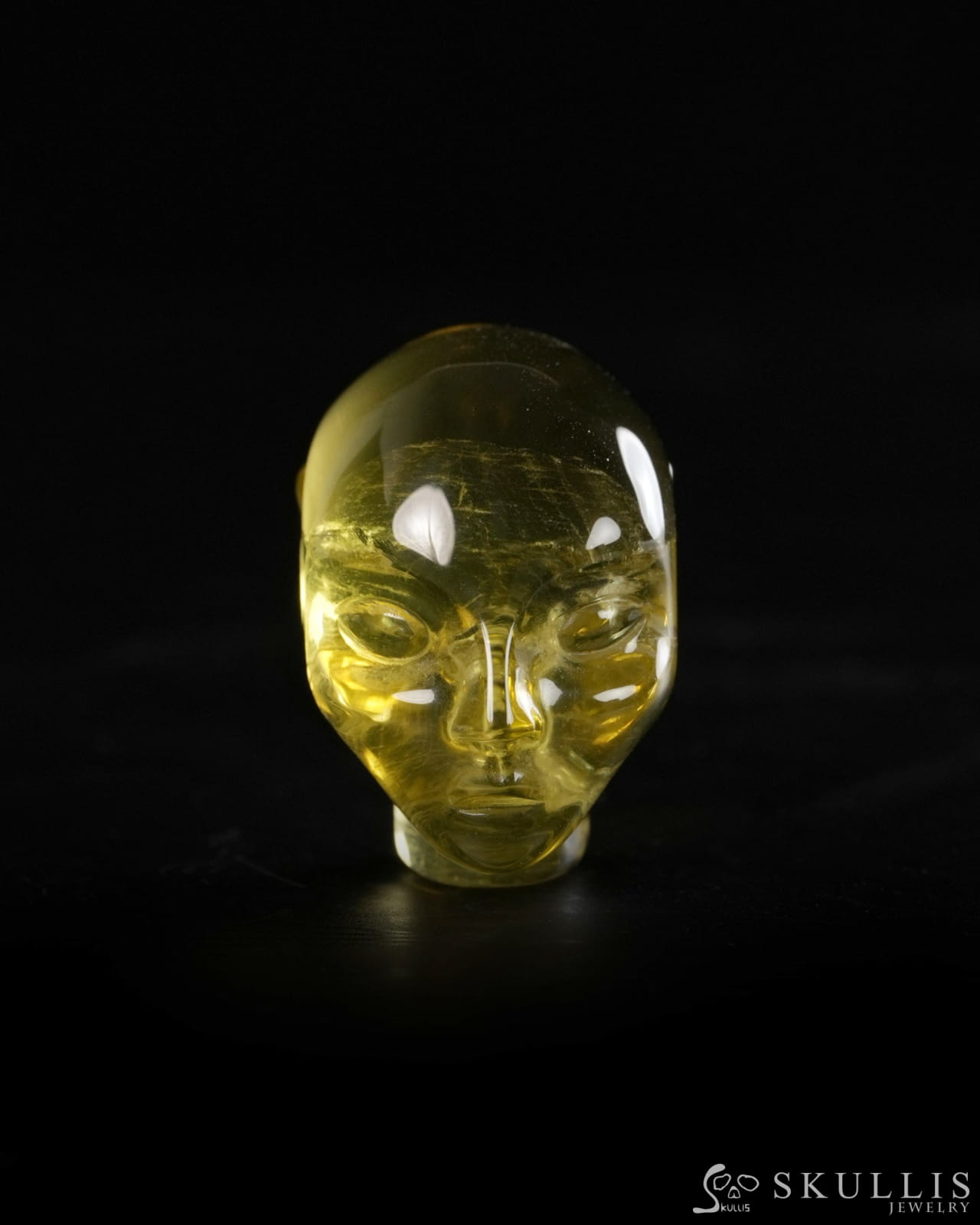 1.2’’ Citrine Hand Carved Gem Elf Skullis Realistic - 9900370 - Tiny Gemstone Skull