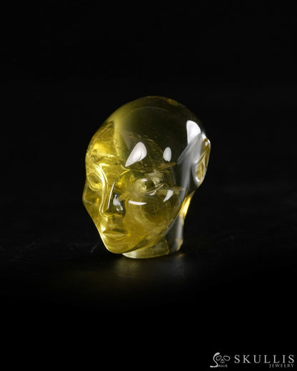 1.2’’ Citrine Hand Carved Gem Elf Skullis Realistic - 9900370 - Tiny Gemstone Skull