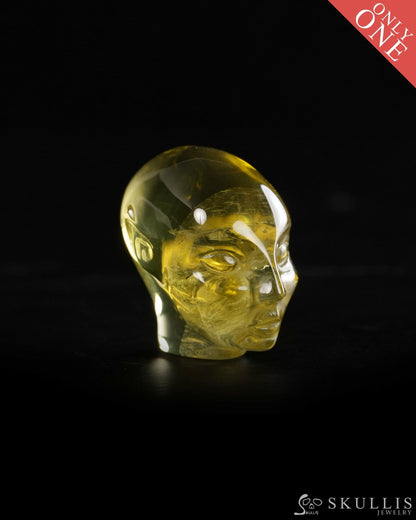 1.2’’ Citrine Hand Carved Gem Elf Skullis Realistic - 9900370 - Tiny Gemstone Skull