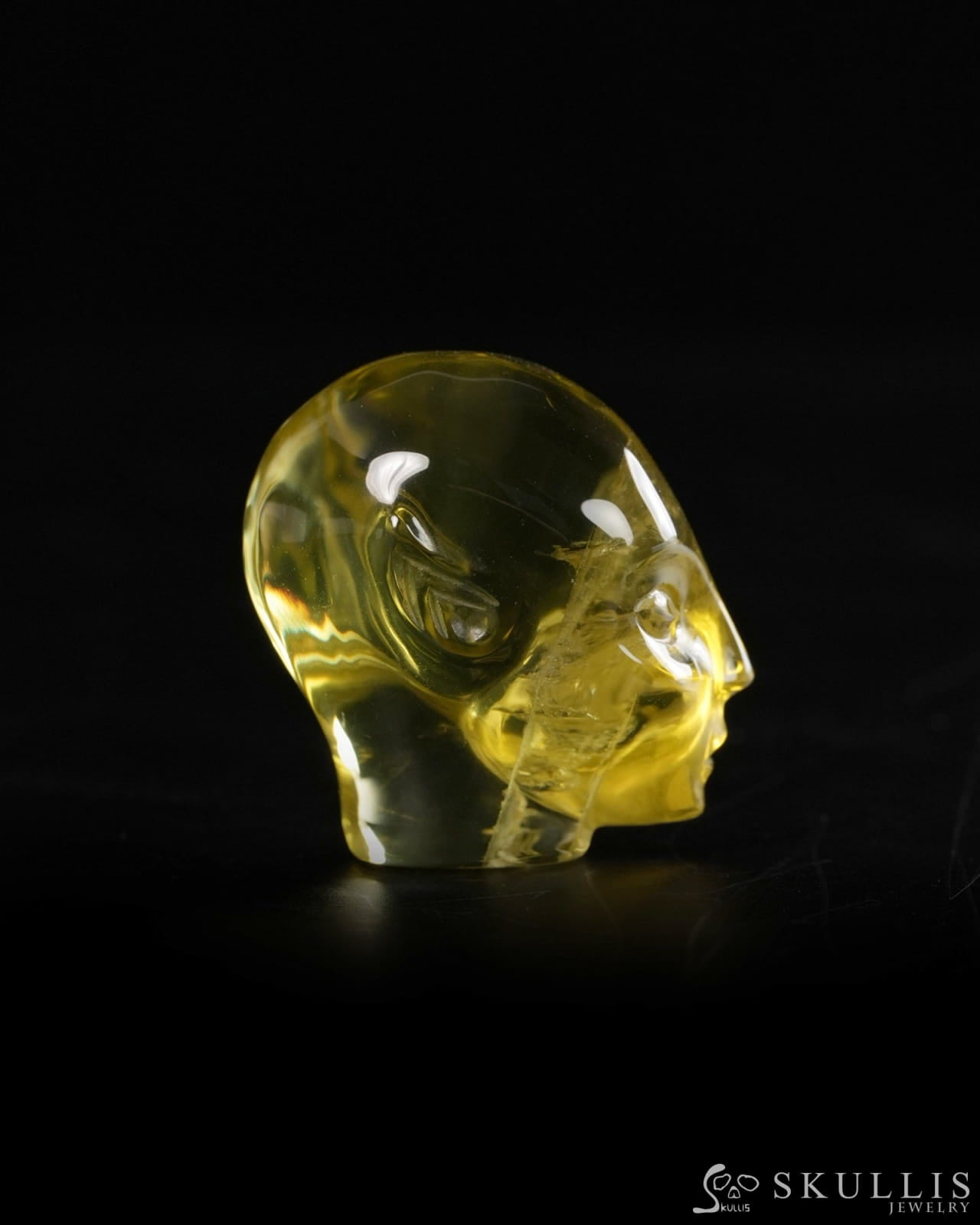 1.2’’ Citrine Hand Carved Gem Elf Skullis Realistic - 9900370 - Tiny Gemstone Skull