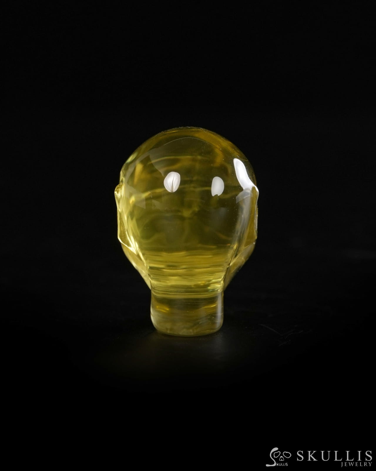 1.2’’ Citrine Hand Carved Gem Elf Skullis Realistic - 9900370 - Tiny Gemstone Skull