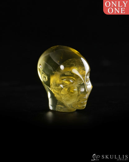 1.2’’ Citrine Hand Carved Gem Elf Skullis Realistic - 9900370 - Tiny Gemstone Skull