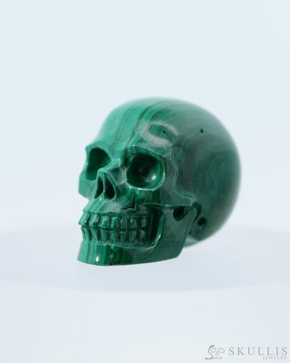 1.2’’ Malachite Carved Gem Skull Skullis Realistic - 0800039 Tiny Gemstone Skull