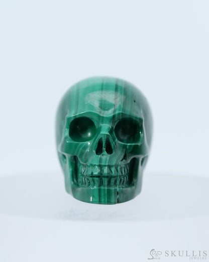 1.2’’ Malachite Carved Gem Skull Skullis Realistic - 0800039 Tiny Gemstone Skull