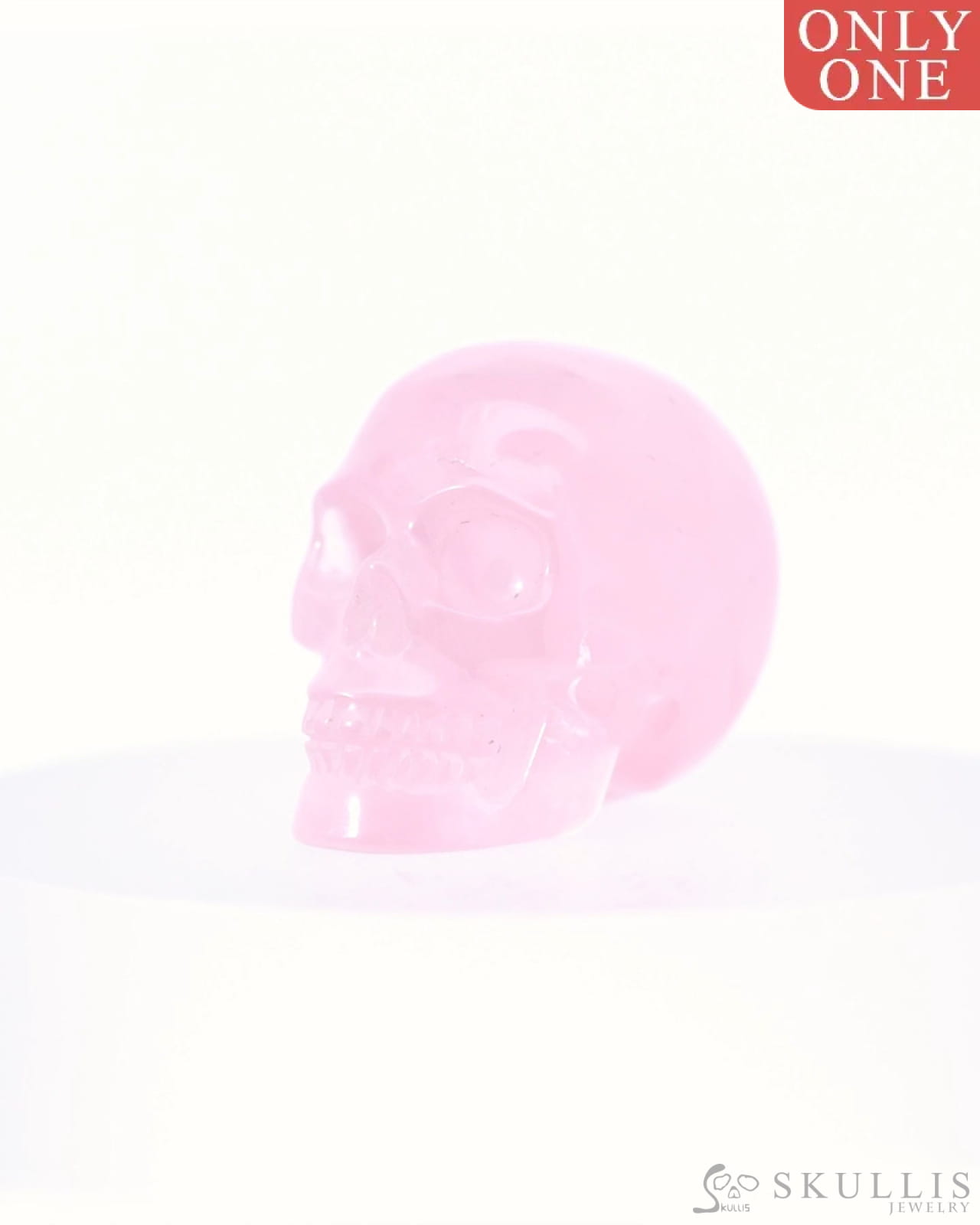 1.2’’ Rose Quartz Carved Gem Skull Skullis Realistic - 0800038 Tiny Gemstone Skull