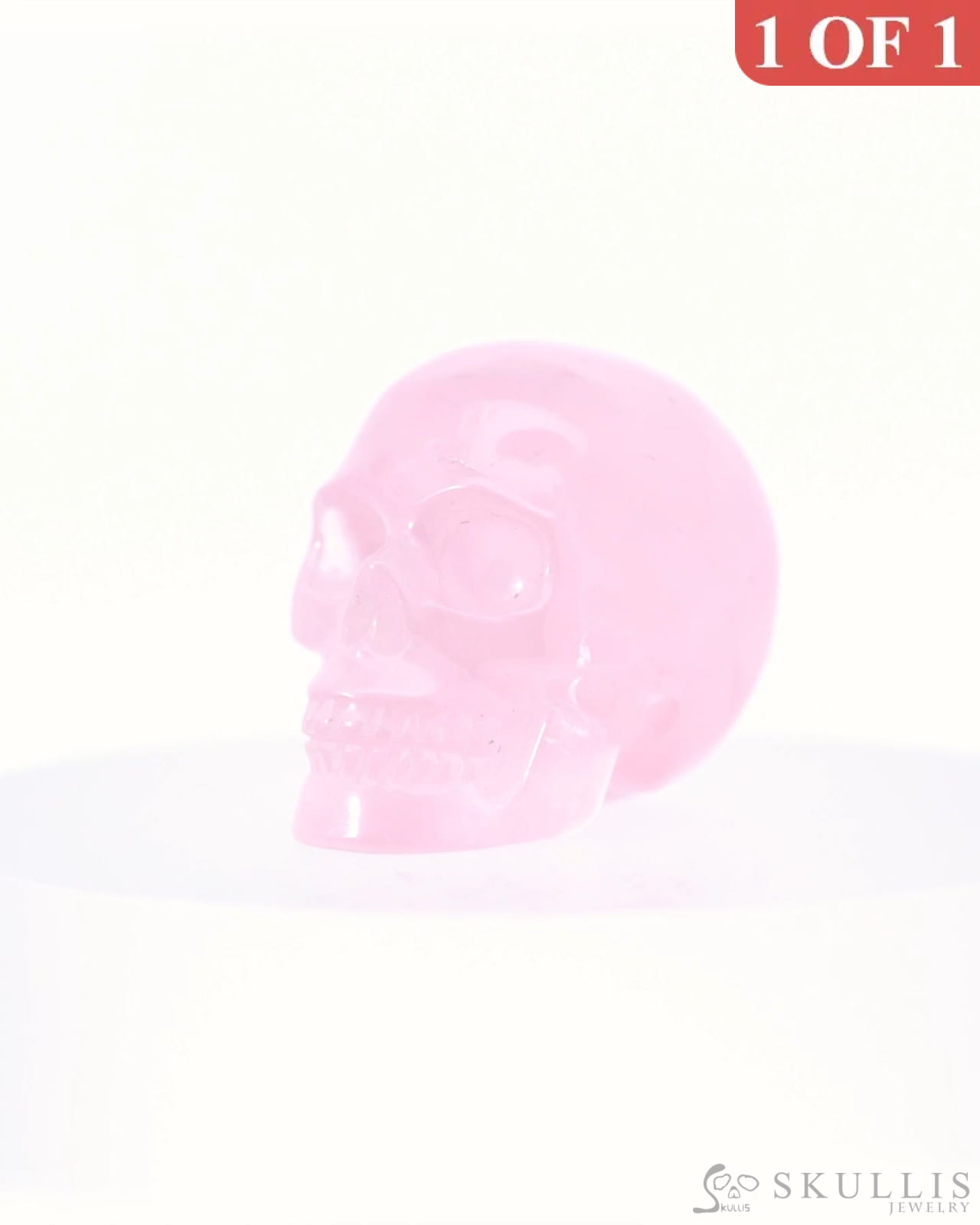 1.2’’ Rose Quartz Carved Gem Skull Skullis Realistic - 0800038 Tiny Gemstone Skull
