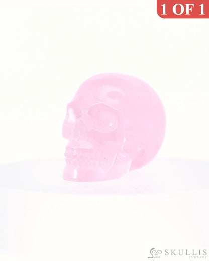 1.2’’ Rose Quartz Carved Gem Skull Skullis Realistic - 0800038 Tiny Gemstone Skull